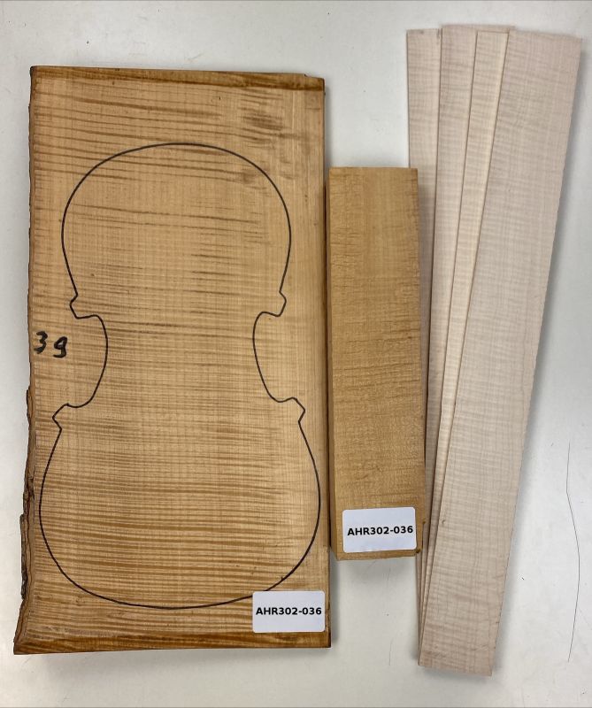 Satz B+Z+H Riegelahorn Violine, 1-tlg. Boden Einzelstück #036
